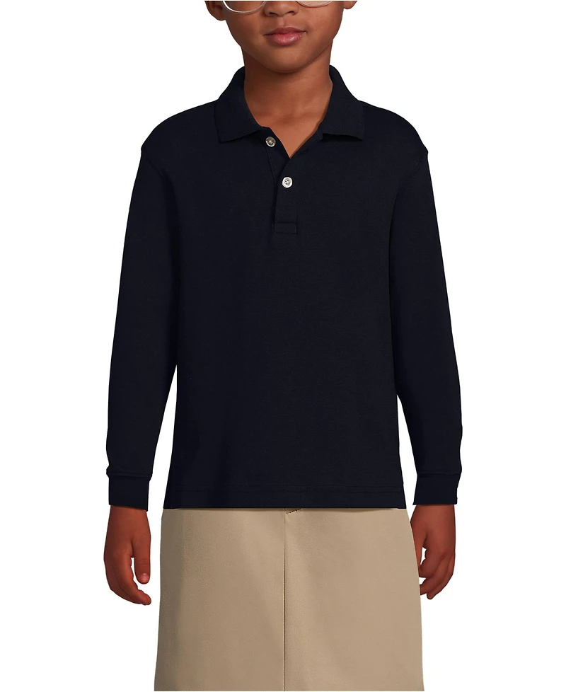 Lands' End Girls Long Sleeve Interlock Polo Shirt
