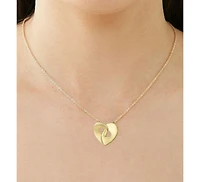14k Gold Plated with Cubic Zirconia Modern Double Heart Half Cut-Out Entwined Necklace
