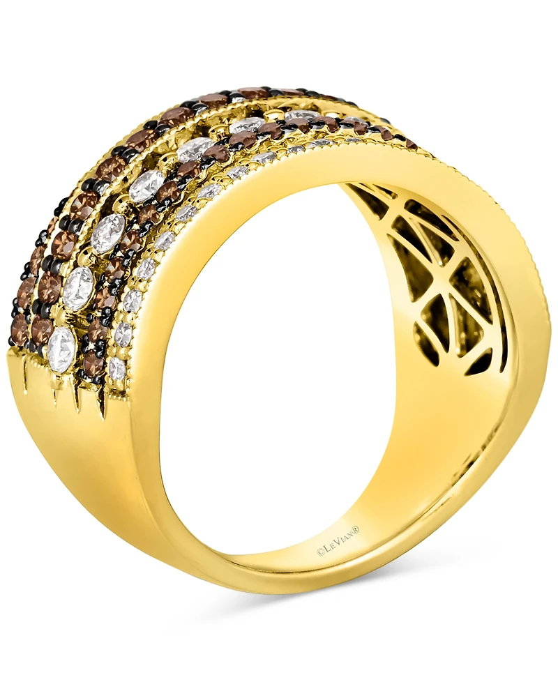 Le Vian Chocolate Diamond & Nude Diamond Multirow Statement Ring (1-1/2 ct. t.w.) in 14k Gold
