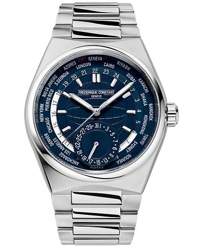 Frederique Constant Men's Swiss Automatic Highlife Worldtimer Manufacture Stainless Steel Bracelet Watch 41mm