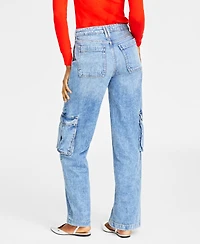 On 34th Women's Light Wash High Rise Utility Cargo Jeans, Created for Macy's