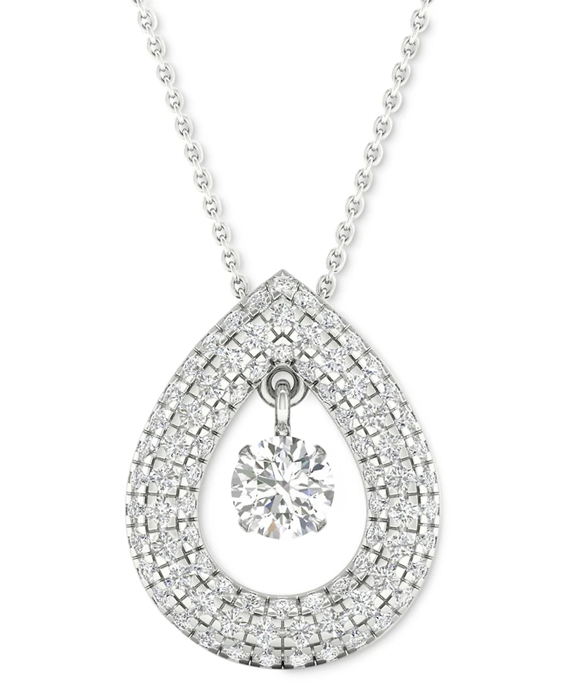 Diamond Orbital Multi Halo Teardrop Pendant Necklace (1/2 ct. t.w.) in 10k White Gold, 16" + 2" extender
