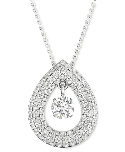 Diamond Orbital Multi Halo Teardrop Pendant Necklace (1/2 ct. t.w.) in 10k White Gold, 16" + 2" extender