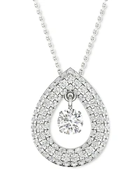 Diamond Orbital Multi Halo Teardrop Pendant Necklace (1/2 ct. t.w.) in 10k White Gold, 16" + 2" extender