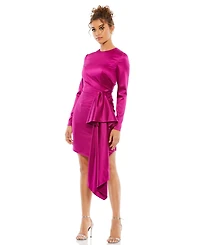 Mac Duggal Women's Ieena Asymmetrical Draped Long Sleeve Mini Dress