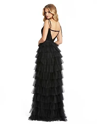 Mac Duggal Women's Ieena Sequined Bustier Tiered Ruffle Gown