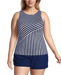 Lands' End Plus Ddd-Cup High Neck Upf 50 Modest Tankini Swimsuit Top