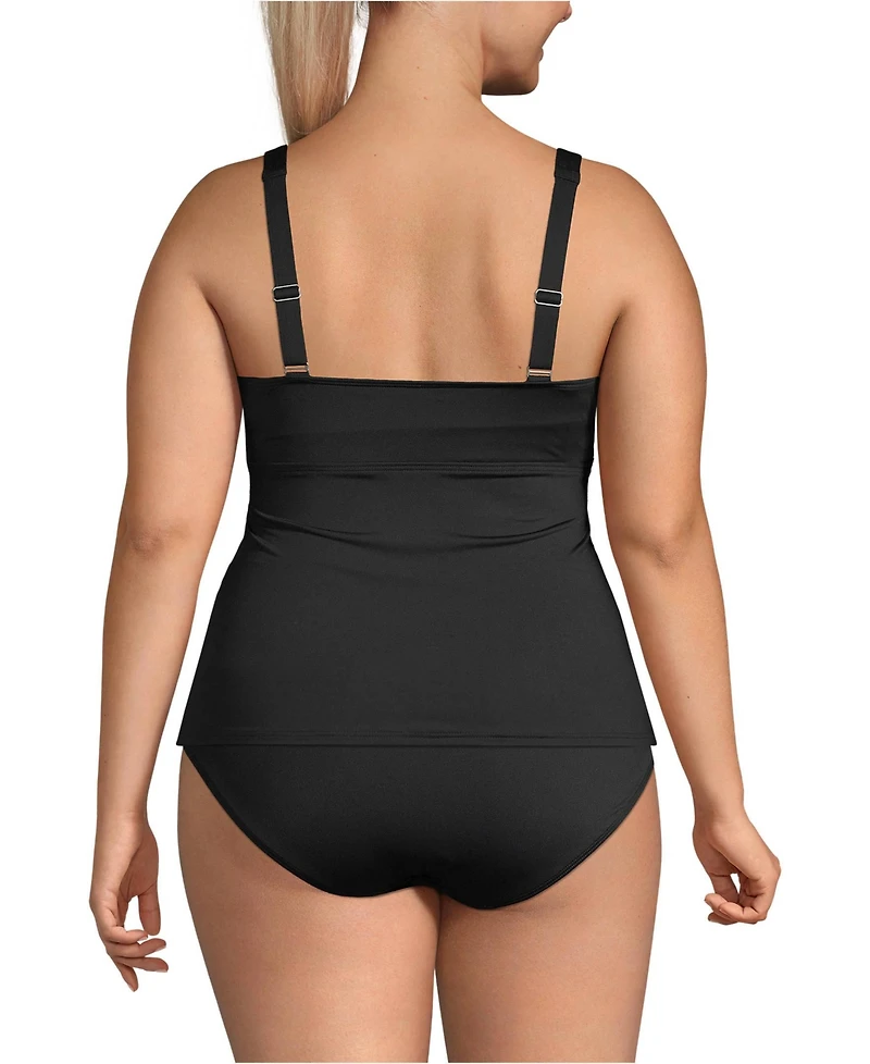 Lands' End Plus Ddd-Cup V-Neck Wrap Underwire Tankini Swimsuit Top