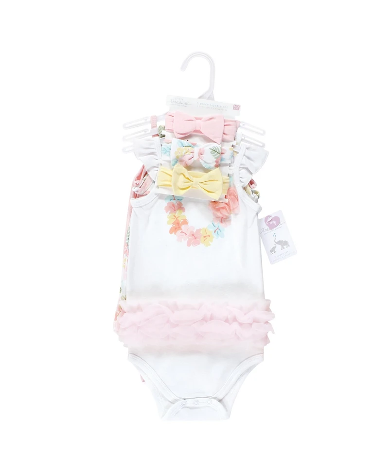 Little Treasure Baby Girls Sleeveless One-Piece with Matching Hairband