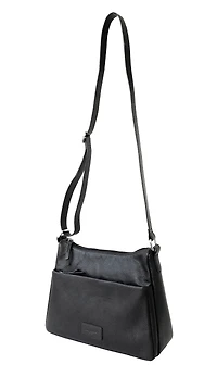 Ladies Leather Medium Multi Zip Crossbody Bag