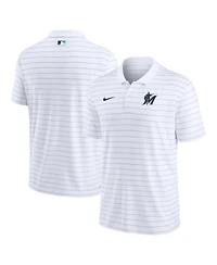 Men's Nike White Miami Marlins Authentic Collection Victory Striped Performance Polo Shirt