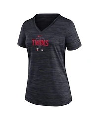 Women's Nike Black Minnesota Twins Authentic Collection Velocity Practice Performance V-Neck T-shirt