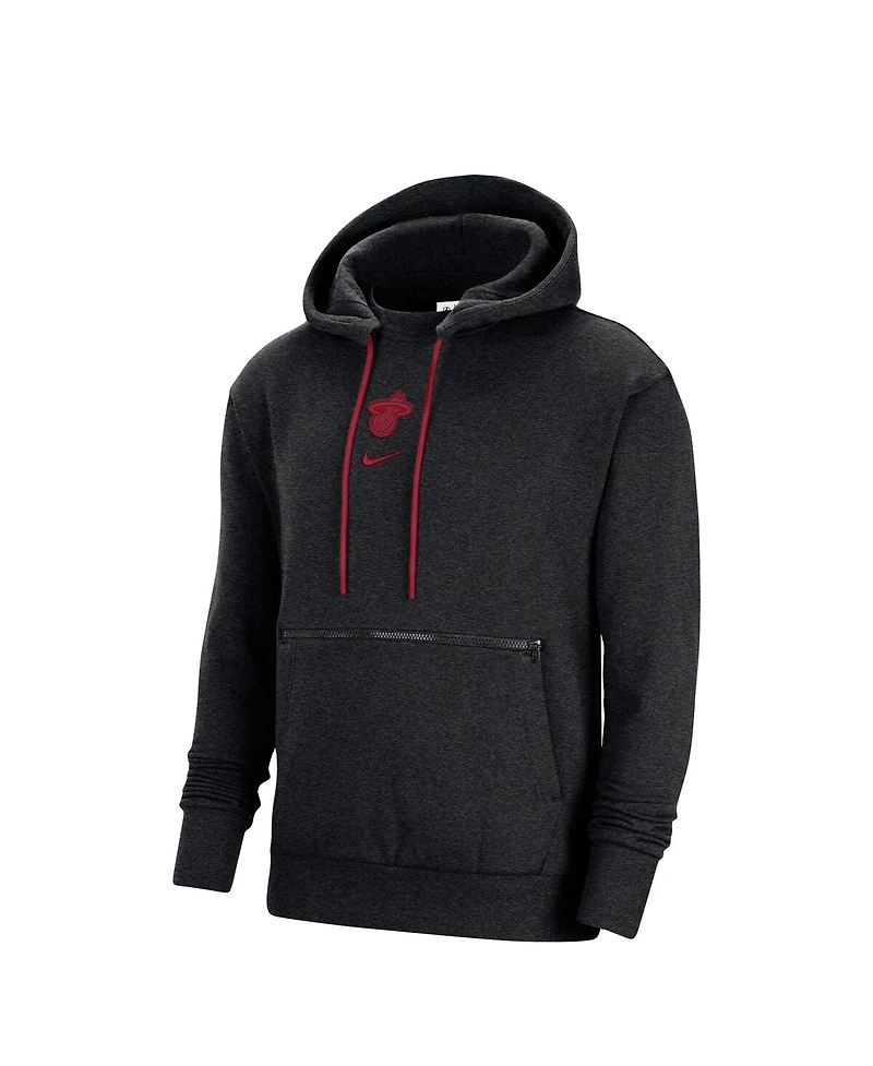 Men's Nike Heather Black Miami Heat Courtside Versus Flight Pullover Hoodie