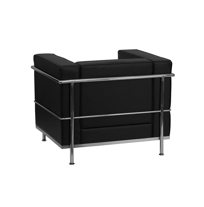 Contemporary Leathersoft Chair With Double Bar Encasing Frame