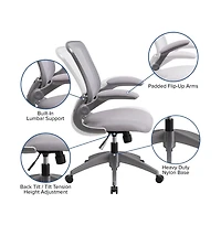 Emma+Oliver Mid-Back Mesh Swivel Ergonomic Task Office Chair With Gray Frame & Flip-Up Arms