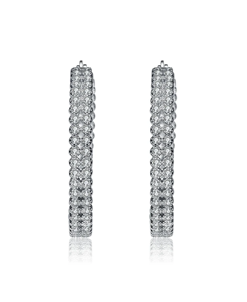 Sterling Silver Cubic Zirconia Braided Hoop Earrings