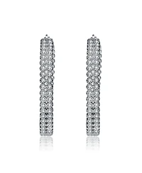 Sterling Silver Cubic Zirconia Braided Hoop Earrings