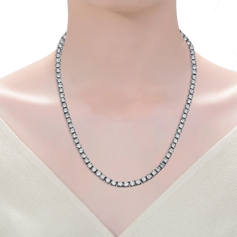 White Gold Plated And 14k Cubic Zirconia 3MM Tennis Necklace