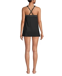 Lands' End Women's High Neck Swim Dress One Piece Swimsuit Adjustable Straps