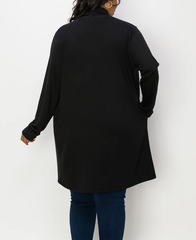 Coin 1804 Plus Draped Flyaway Cardigan Duster Knit Top