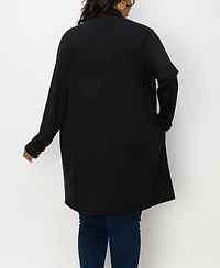 Coin 1804 Plus Draped Flyaway Cardigan Duster Knit Top