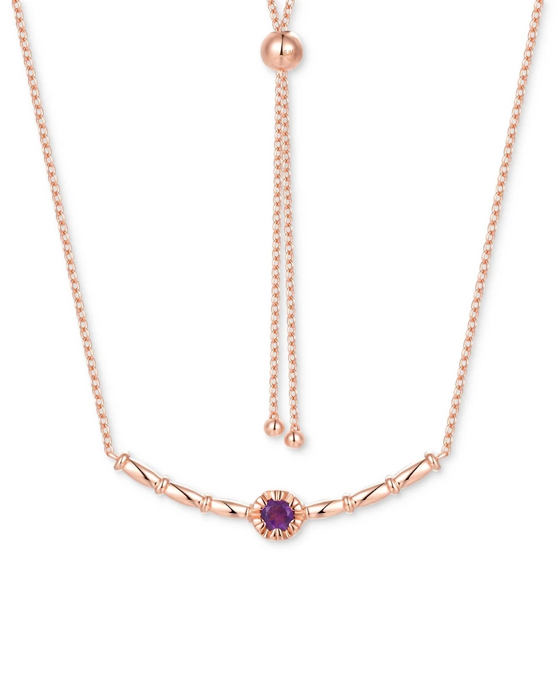 Amethyst Polished Bar 18" Bolo Necklace (1/4 ct. t.w.) Rose Gold-Plated Sterling Silver (Also Swiss Blue Topaz & Madeira Citrine)