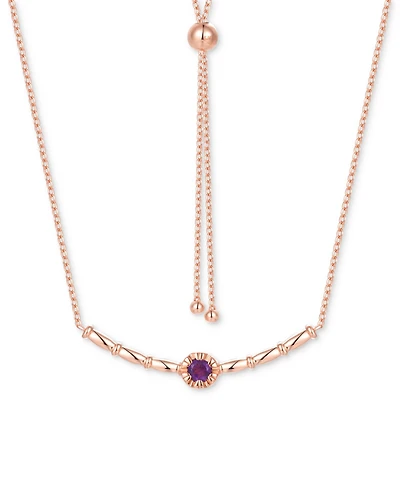 Amethyst Polished Bar 18" Bolo Necklace (1/4 ct. t.w.) Rose Gold-Plated Sterling Silver (Also Swiss Blue Topaz & Madeira Citrine)