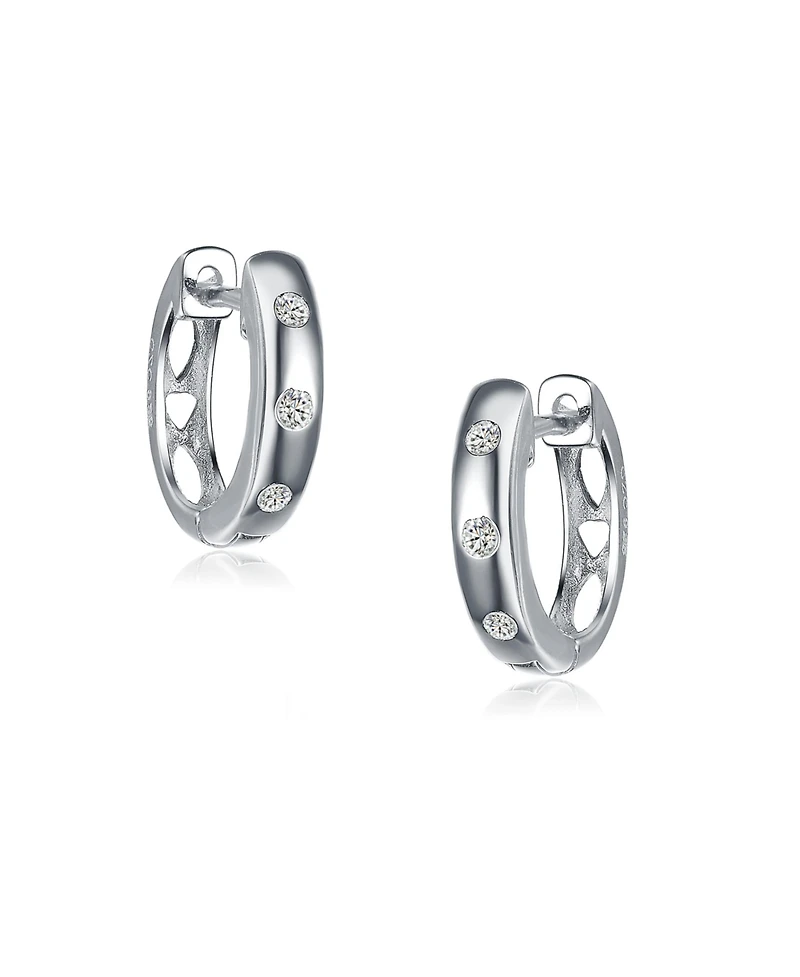 Cz Sterling Silver Cubic Zirconia Mini Hoop Earrings