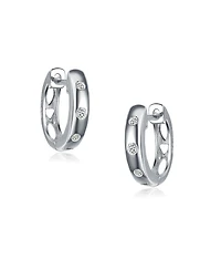 Cz Sterling Silver Cubic Zirconia Mini Hoop Earrings