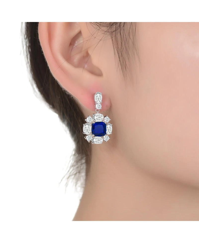 White Gold Plated Cubic Zirconia Accent Dangle Earrings
