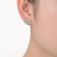 Ga Cubic Zirconia Pave Square Shape Stud Earrings