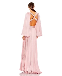 Mac Duggal Women's Ieena Long Sleeve Cut Out Gown