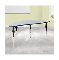 Emma+Oliver 60" Half Circle Wave Flexible Collaborative Adjustable Height Activity Table