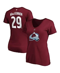 Women's Fanatics Nathan MacKinnon Burgundy Colorado Avalanche Plus Size Name and Number V-Neck T-shirt