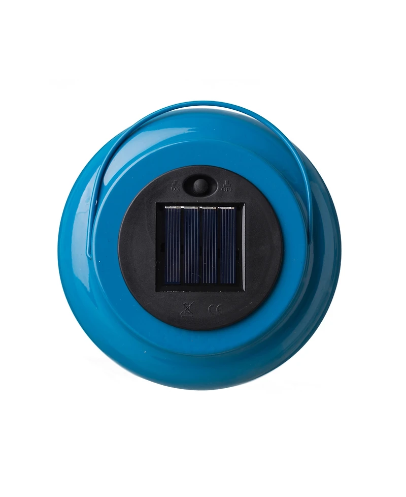 Glitzhome 8.75" H Metal Cutout Solar Powered Outdoor Hanging Lantern with Edison Bulb