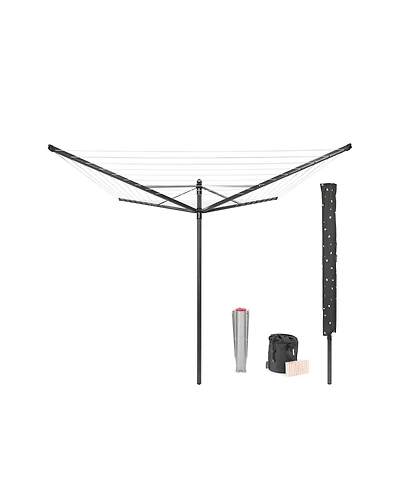 Rotary Lift-o-Matic Clothesline - 164', 50 Meter with Metal Ground Spike, Protective Cover, Peg Bag and Wooden Clothespins Set