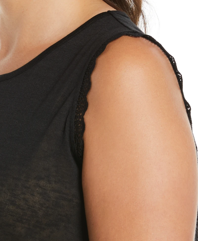 Ella Rafaella Plus Crochet Trim Sleeveless Top