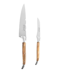 French Home 2-Piece Connoisseur Laguiole Vegetable Knife Set with Olive Wood Handles