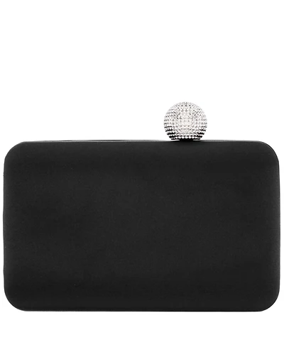 Nina Satin Minaudiere Crystal Clasp Clutch
