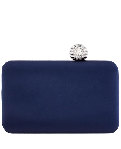 Nina Satin Minaudiere Crystal Clasp Clutch