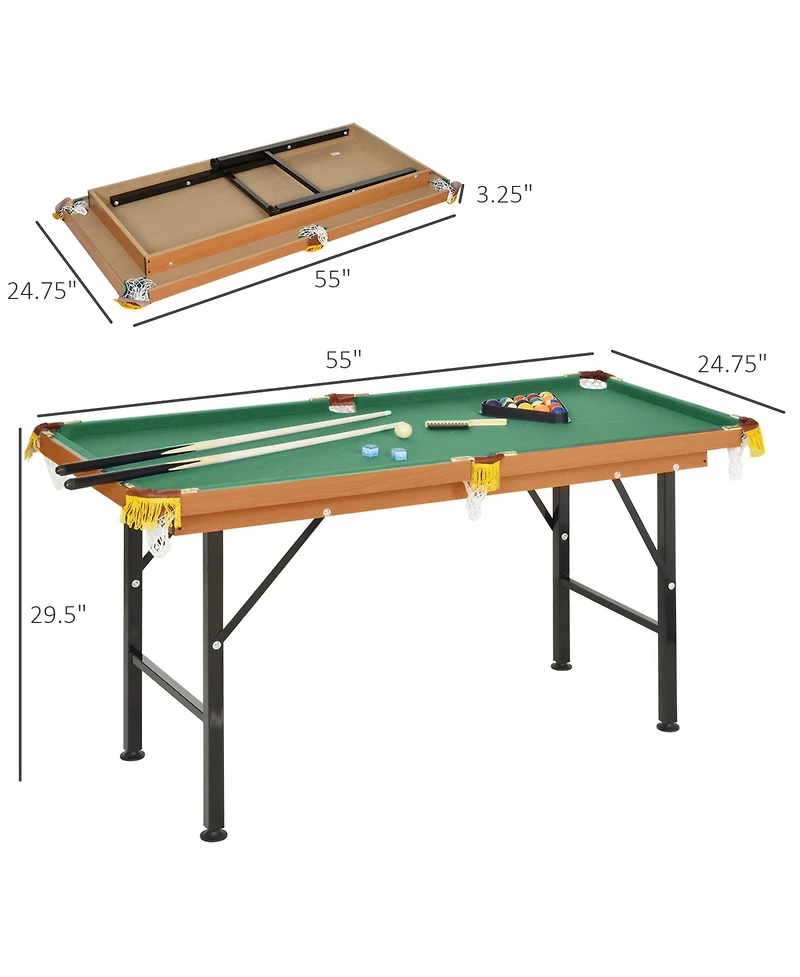 Soozier 4.5ft Mini Table Top Pool Table Game Billiard Board Play with Balls Set