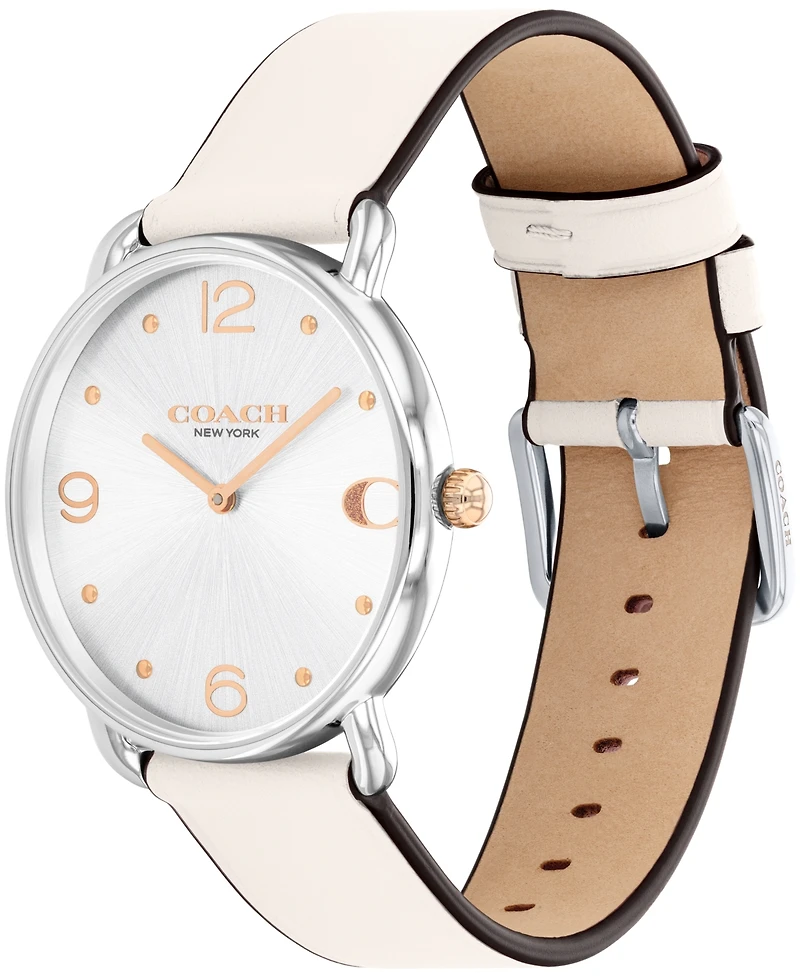 Coach Women's Elliot Chalk White Leather Strap Watch, 36mm