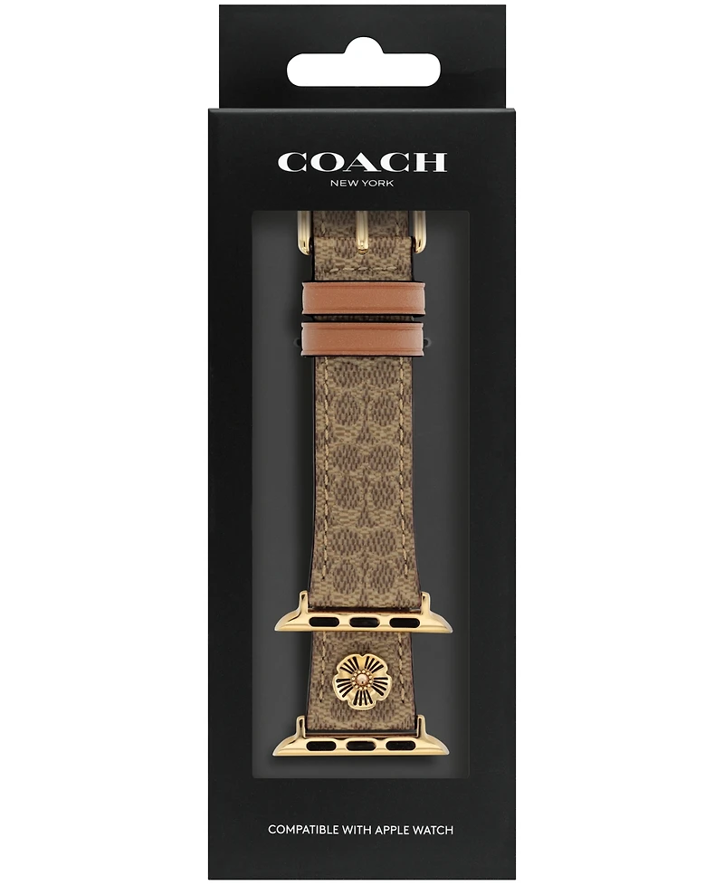 Coach Women's Tan Signature C Canvas Strap for 38mm, 40 mm, 41mm Apple Watch