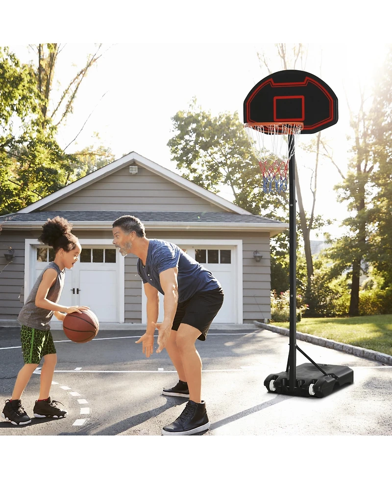 Soozier Height Adjustable Portable Basketball System w/ 29'' Backboard, Wheels