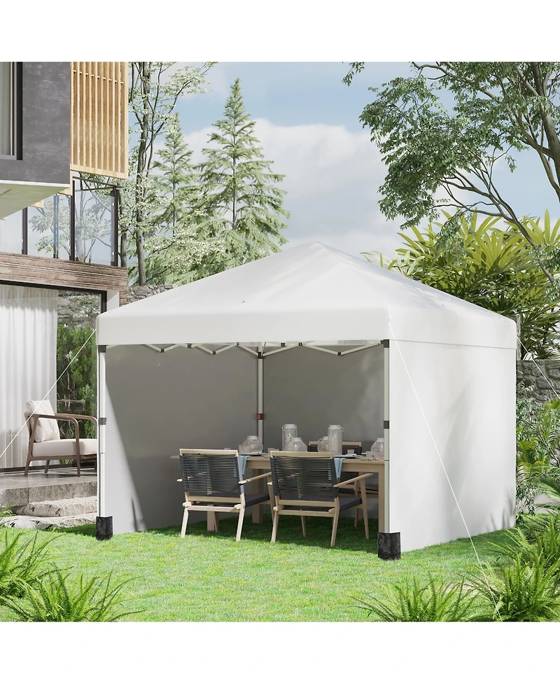 Outsunny 10' x Pop Up Canopy with 3 Sidewalls and Carry Bag,