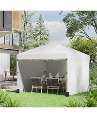 Outsunny 10' x Pop Up Canopy with 3 Sidewalls and Carry Bag,