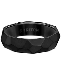Triton Men's Faceted Brush Finish Wedding Band Titanium