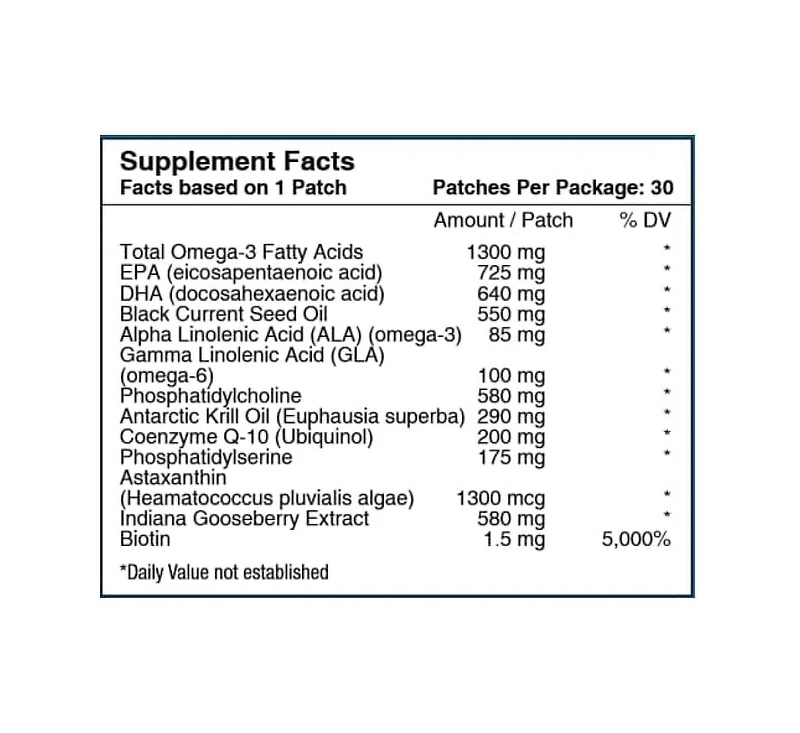 Omega-3 Vitamin Patch by PatchAid (30-Day Supply)
