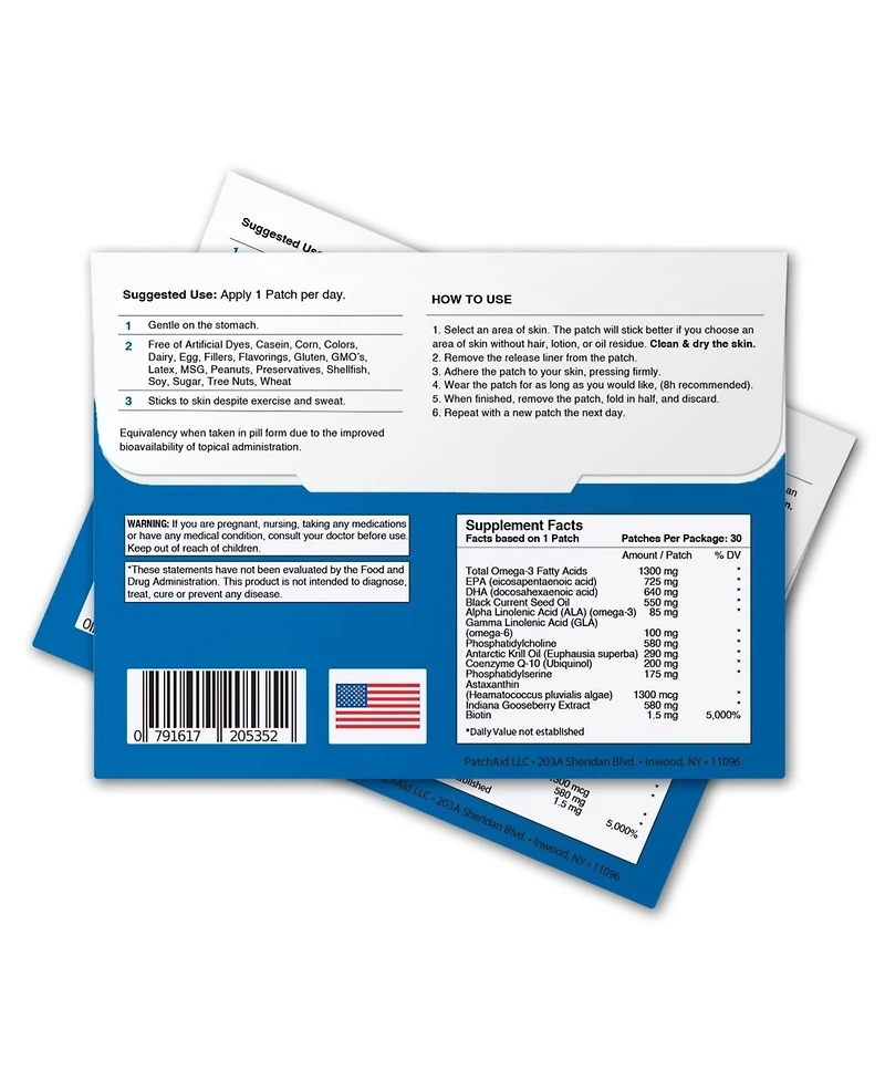 Omega-3 Vitamin Patch by PatchAid (30-Day Supply)