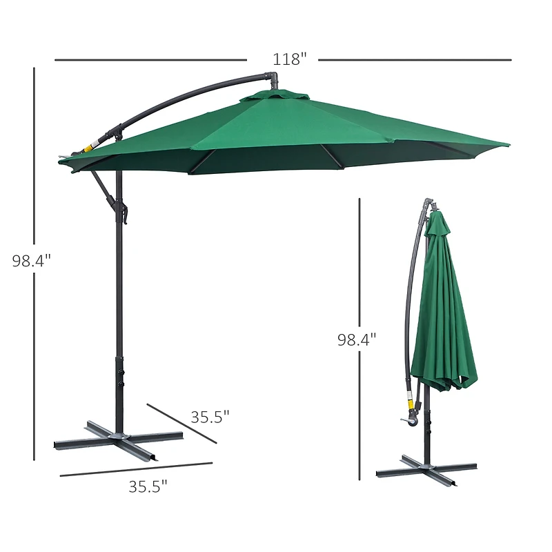10' Cantilever Hanging Tilt Offset Patio Umbrella